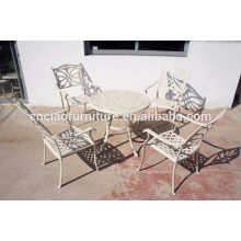 White reseau dinning table and chairs aluminum outdoor furniture